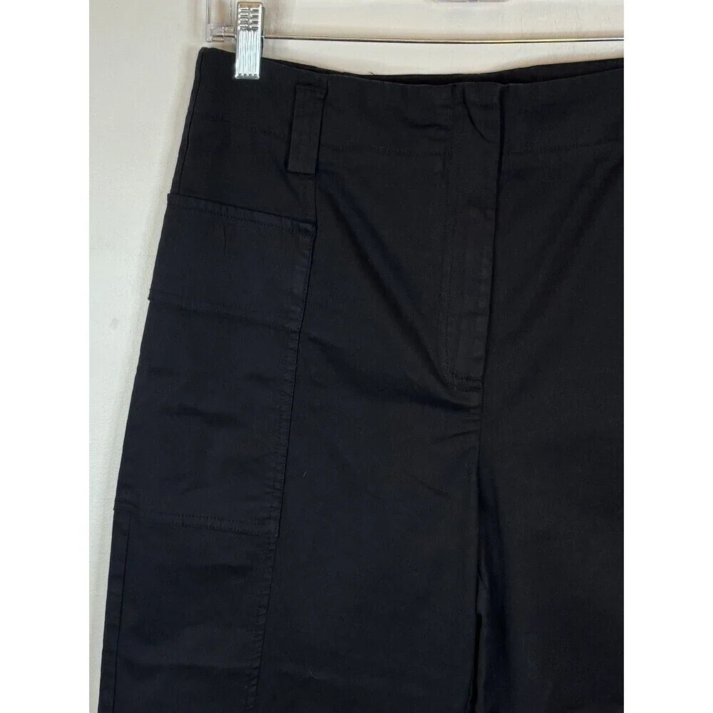 CHICOS Black Utility Cropped Twill Pants Size 8/10 (M) Wide Leg Cargo
